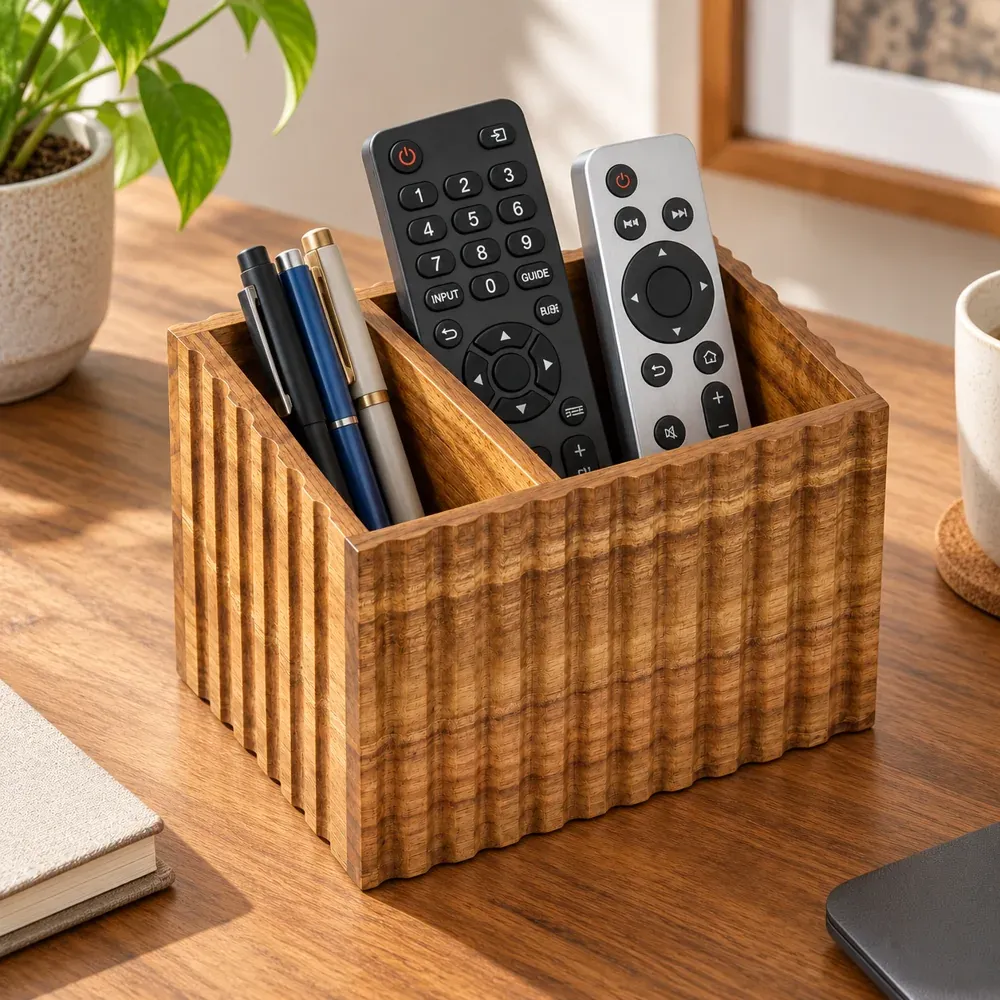 Della Acacia Desk Caddy — use view