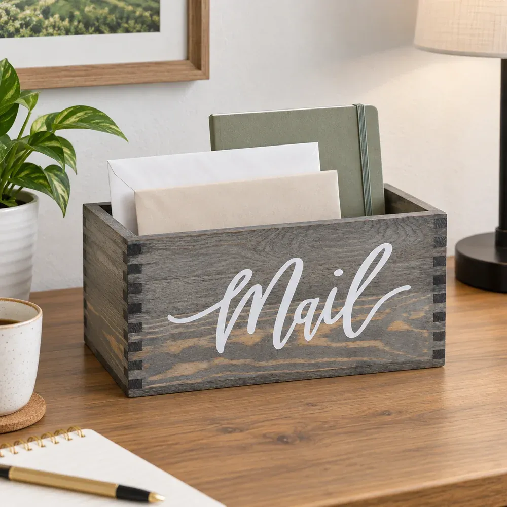 Albie Wooden Mail Organizer — use view
