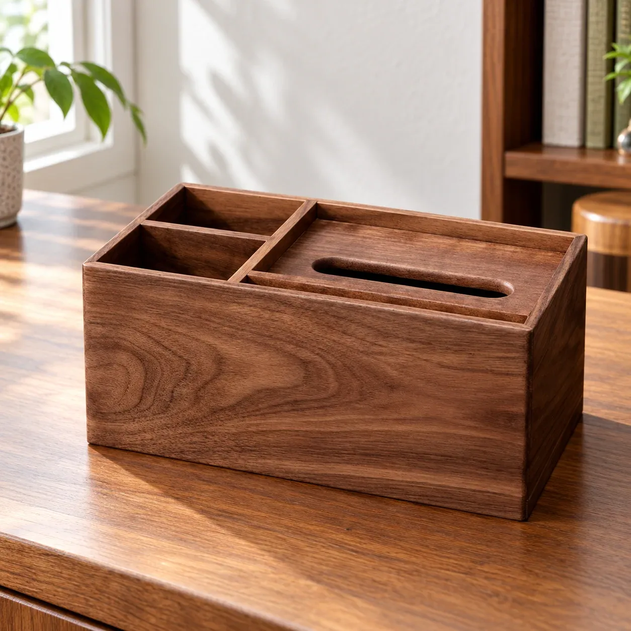 Ellis Walnut Organizer - Black walnut, extra large multifunction box - complete item