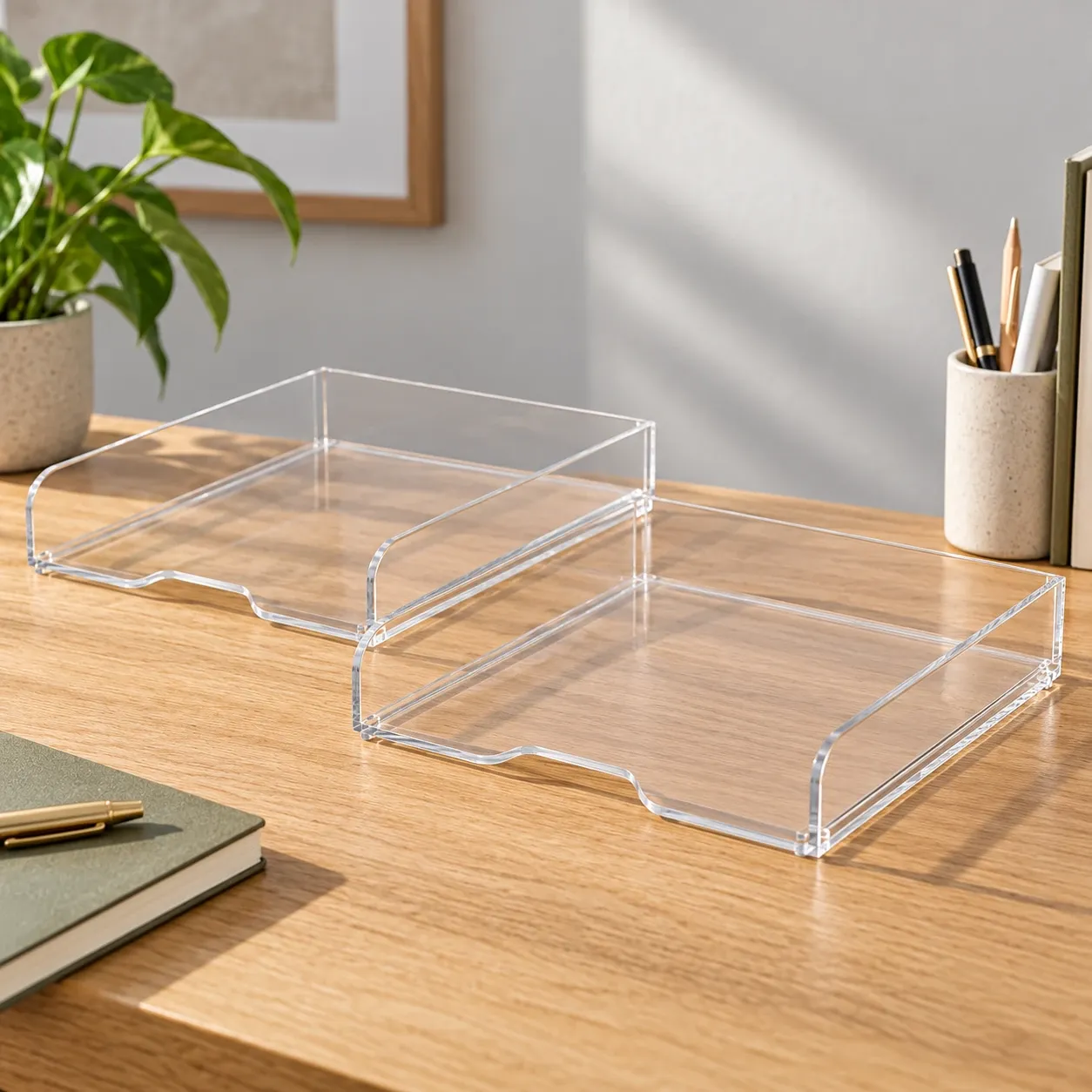 Alma Clear Stacking Trays — detail view