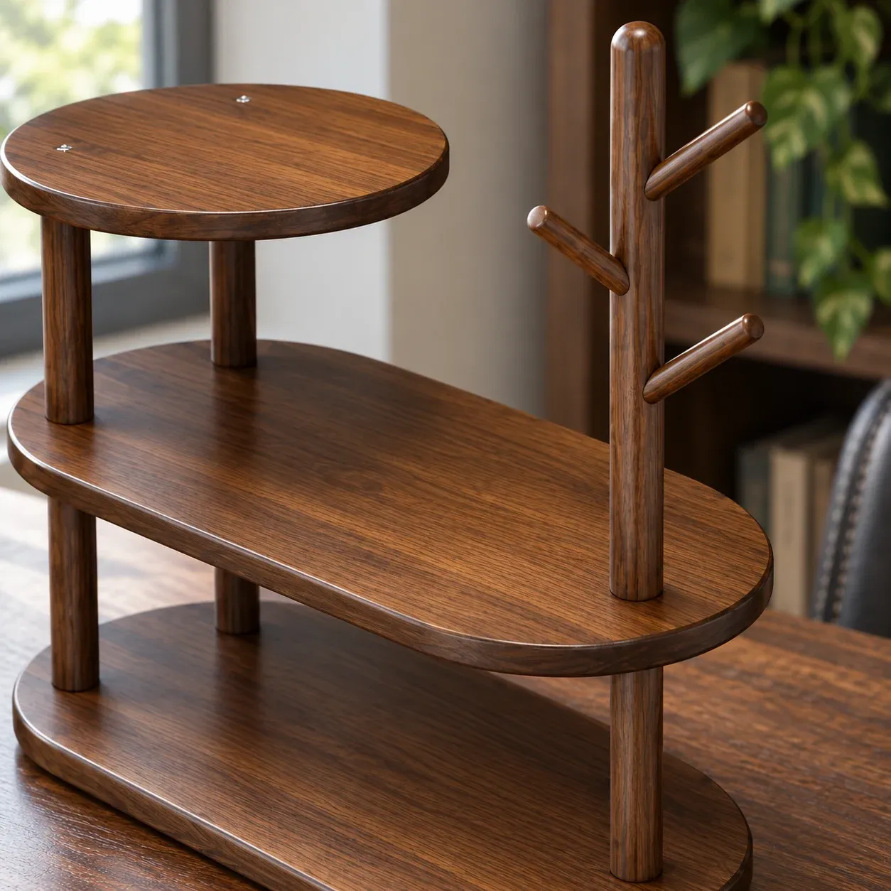 Lucian Tiered Desktop Shelf - Bamboo, three tiers - construction detail