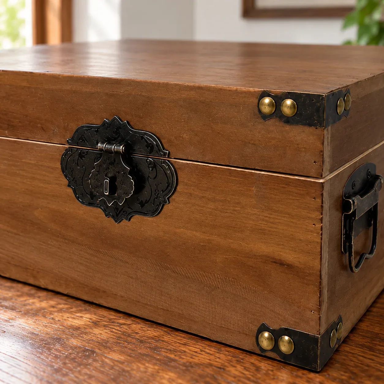 Rufus Storage Trunk - Vintage brown, 48 x 30 x 19 cm - construction detail
