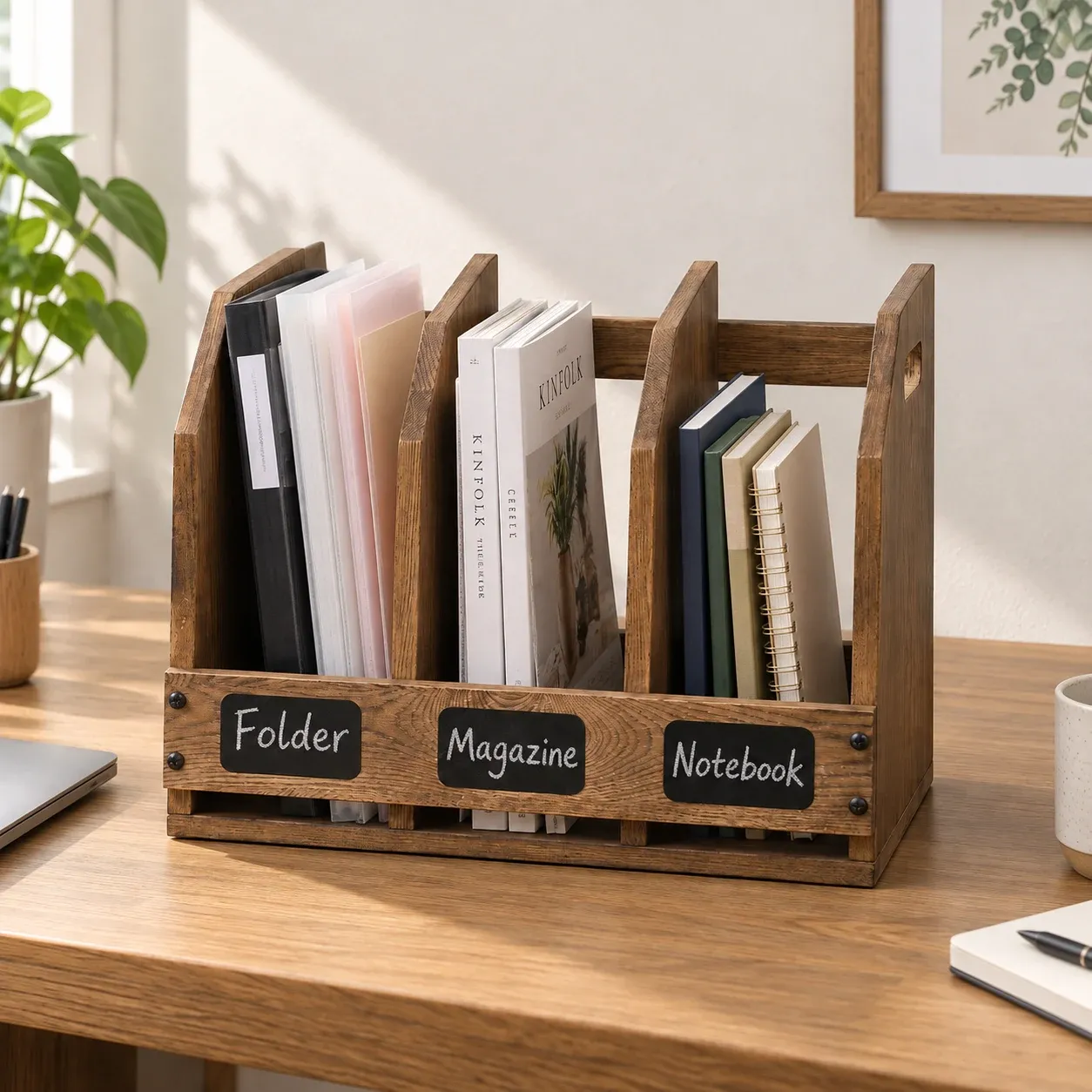 Hugo Binder Storage Caddy in use; styling props not included