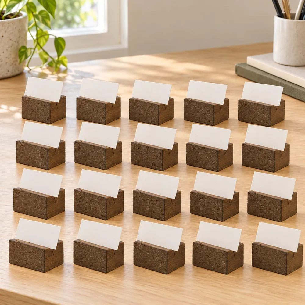 All twenty card holders with plain cards, four rows of five