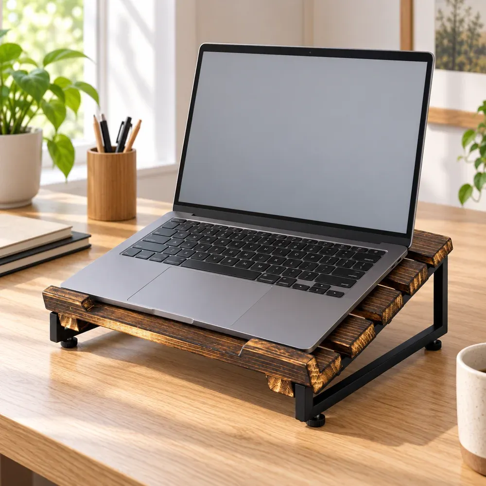 Bram Slatted Laptop Riser — use view
