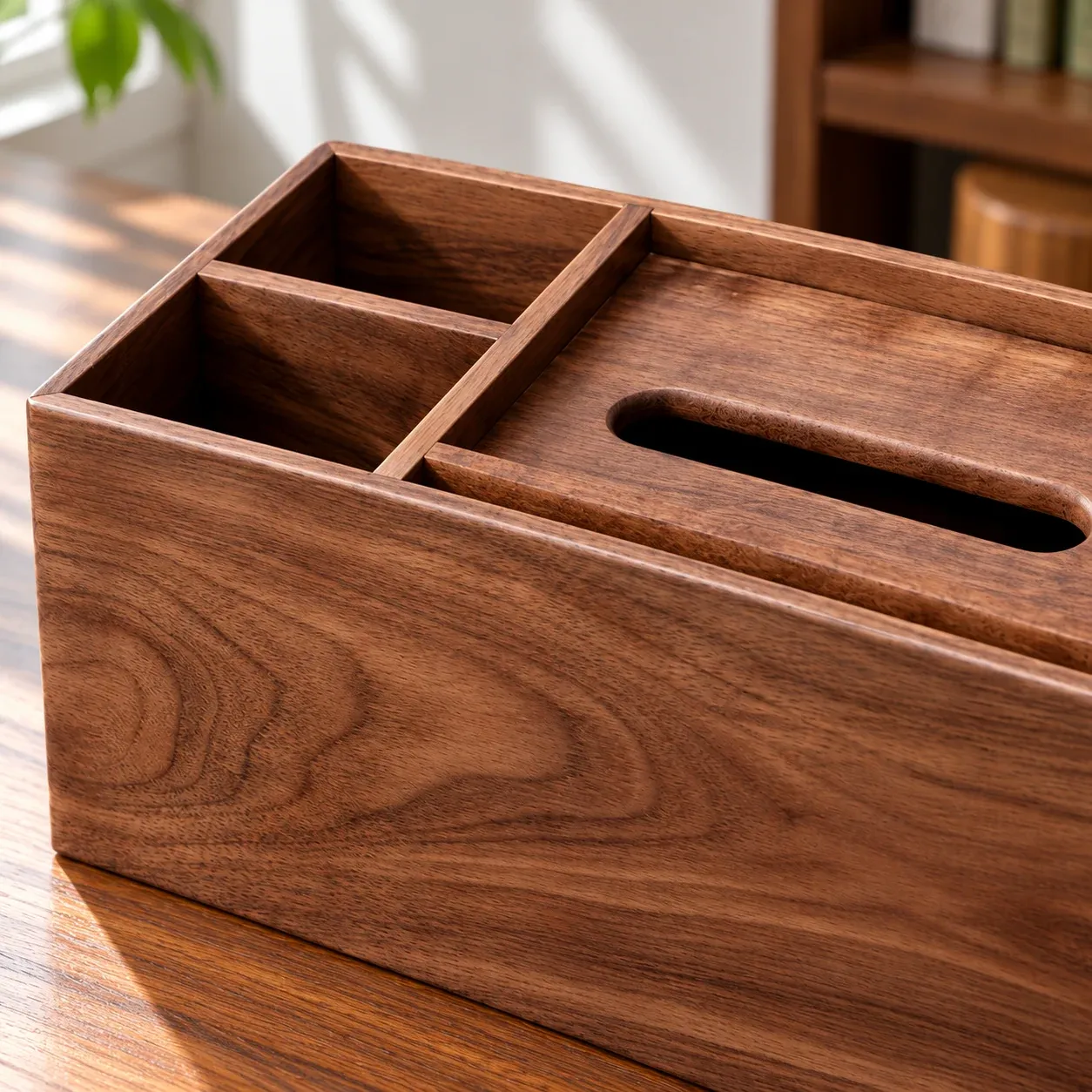 Ellis Walnut Organizer - Black walnut, extra large multifunction box - construction detail