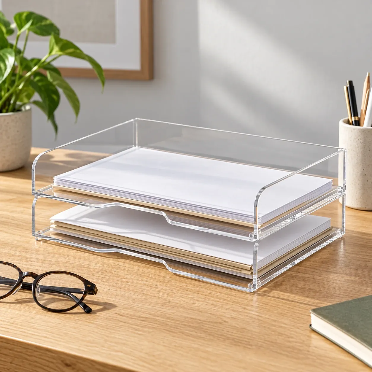 Alma Clear Stacking Trays — use view