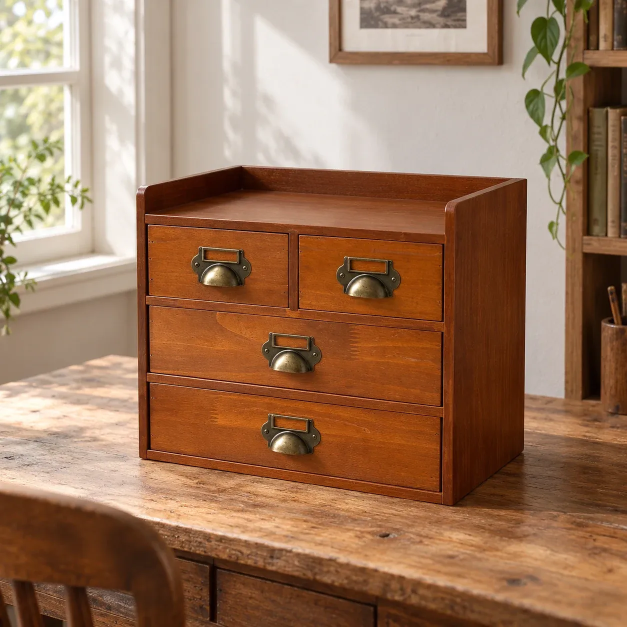 Osric Pine Cabinet - Vintage brown, four drawers - complete item