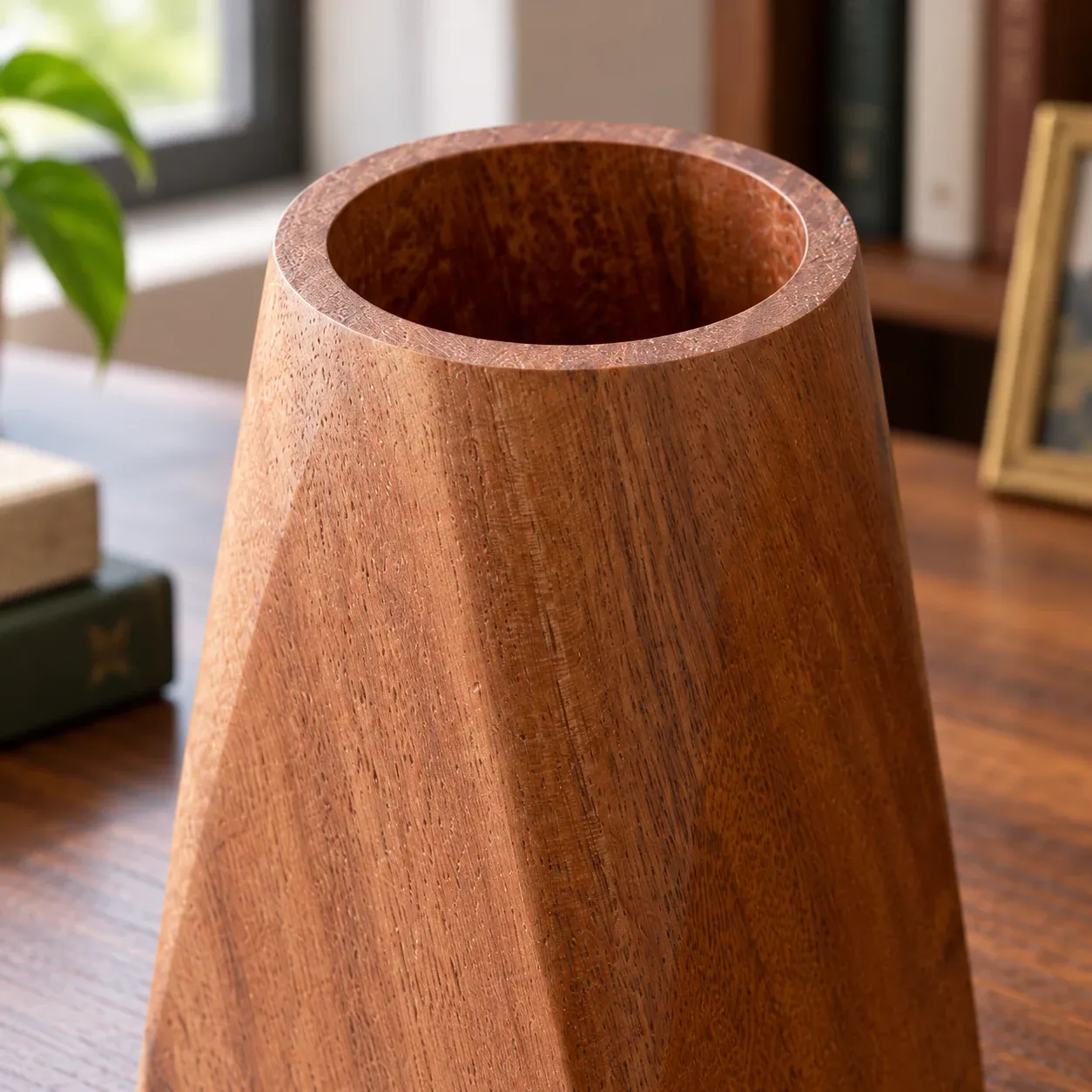 Foster Faceted Pen Cup - Brown wood - construction detail