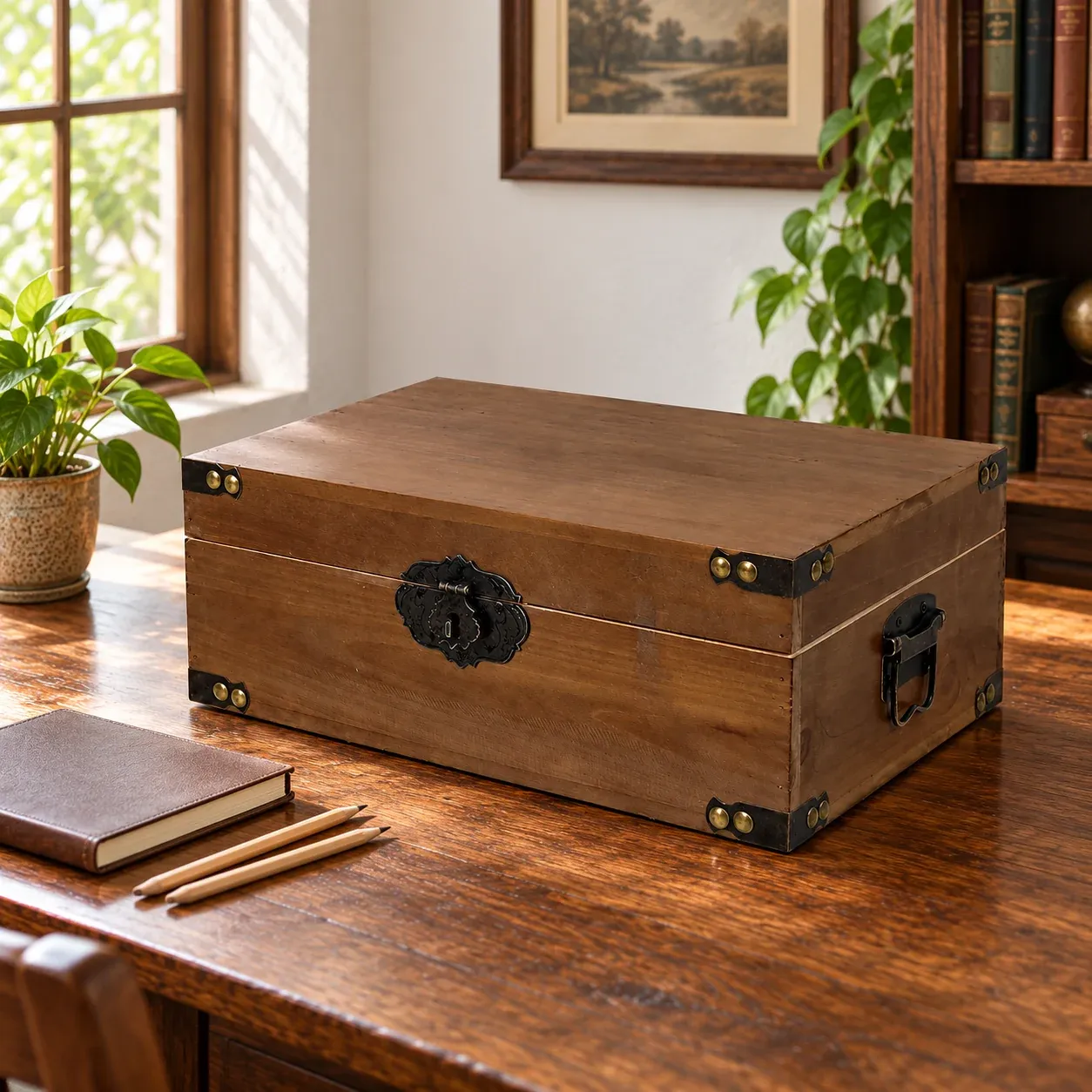 Rufus Storage Trunk - Vintage brown, 48 x 30 x 19 cm - in a furnished setting; other objects not included