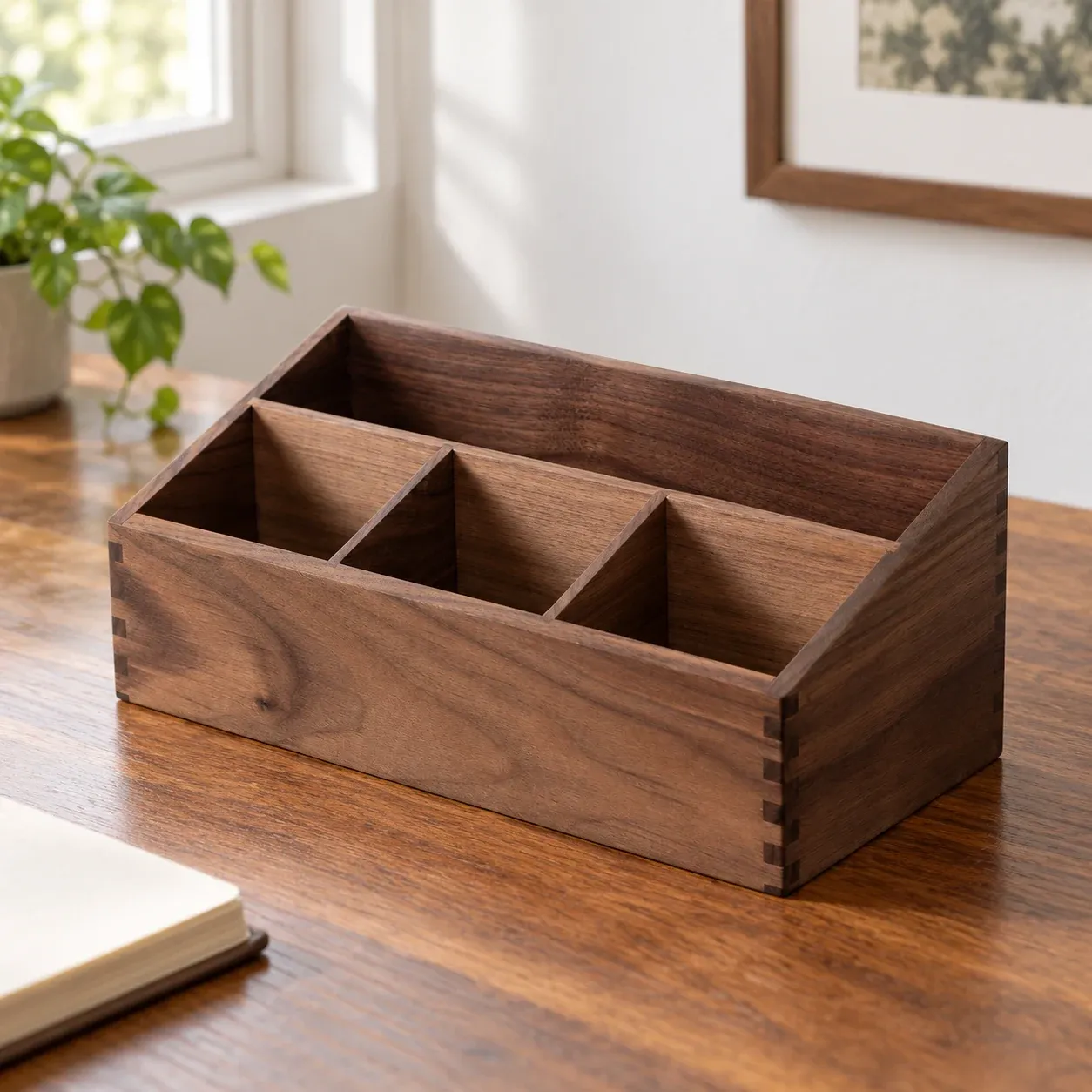 Winston Walnut Organizer - Walnut, four sloping compartments - complete item