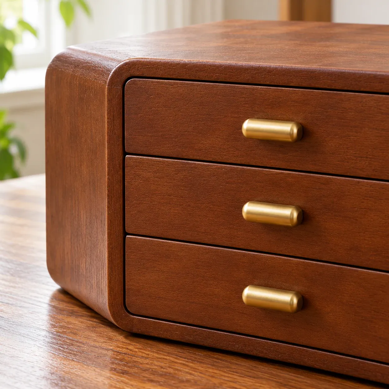 Spencer Drawer Cabinet - Okoume wood grain, three layers - construction detail