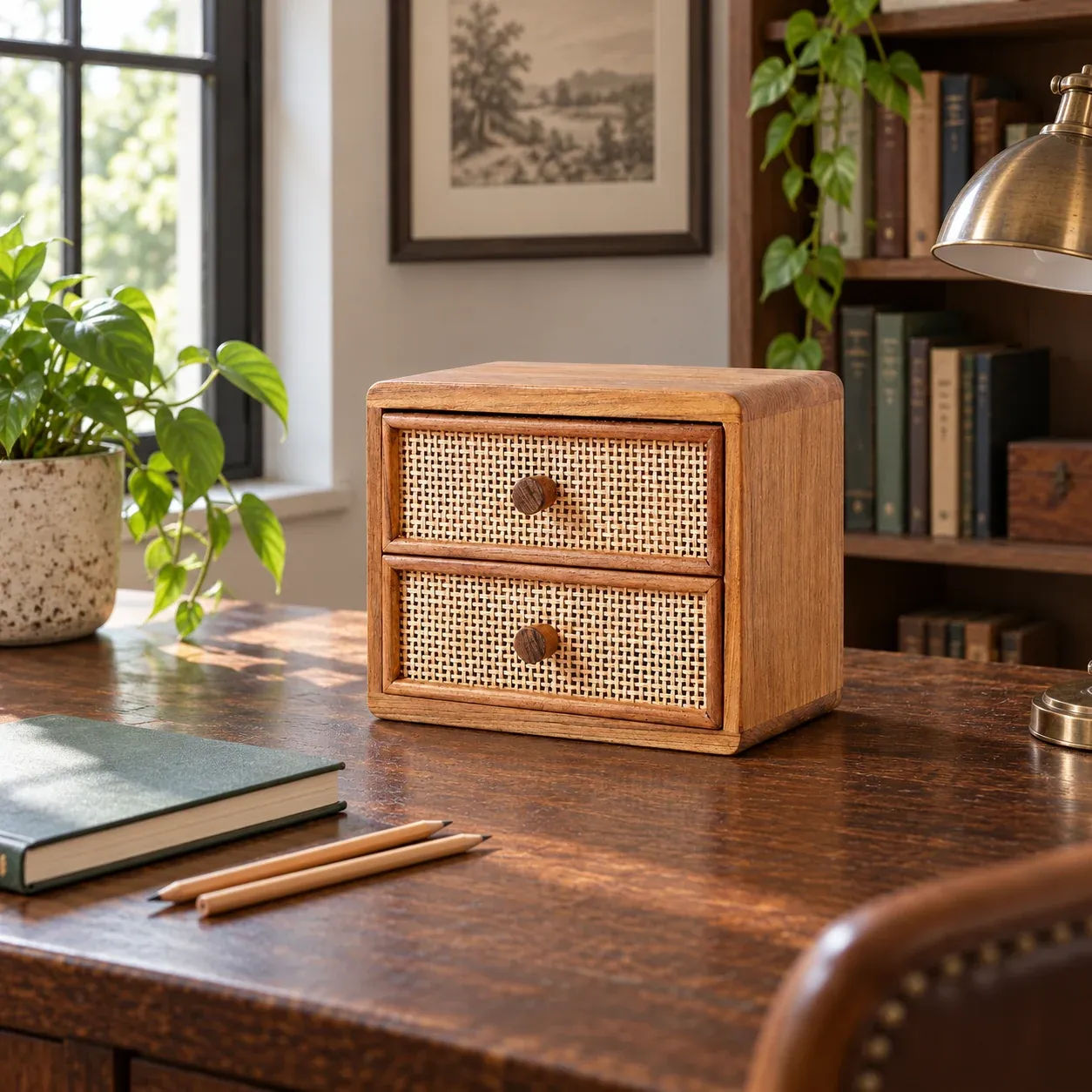 Morgan Woven Front Drawers - Natural, two drawers - in a furnished setting; other objects not included