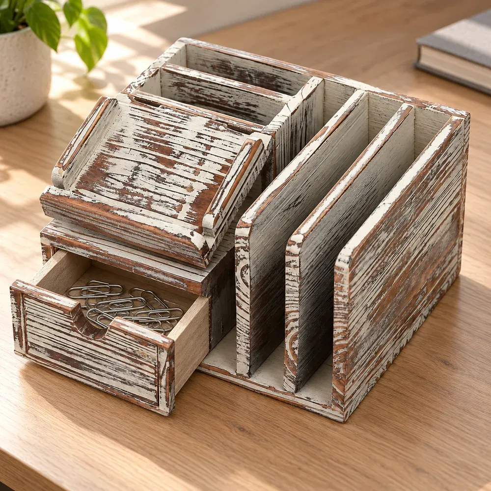Wilbur Wooden Desk Organizer — alternate view